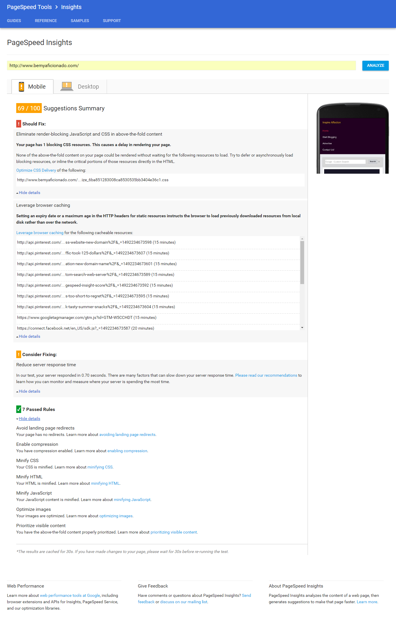 Google Pagespeed Insight Benchmarks to SpeedUp WordPress Website