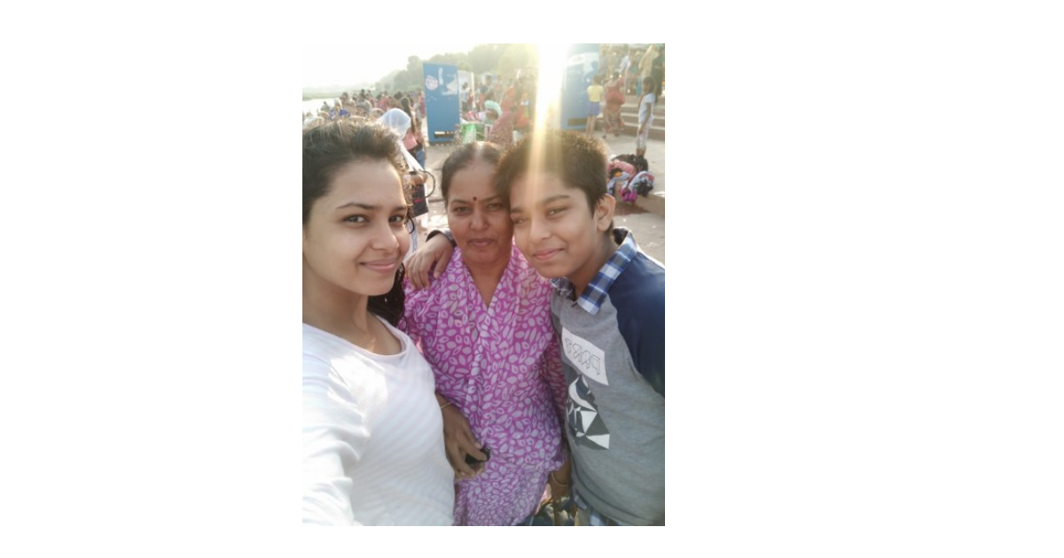 A snapshot with my mother and brother just a day before I left for Pune