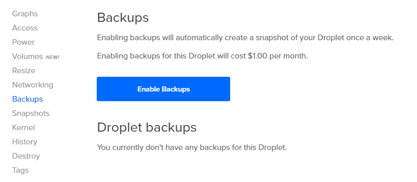 digitalocean Backup