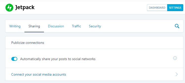 JetPack automatically share post to social media