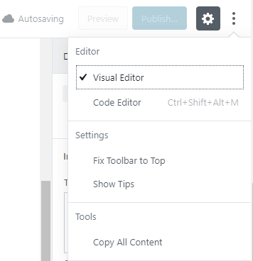 Gutenberg Editor More Options