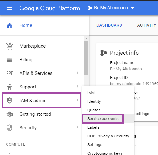Access Service Account Link in Google Cloud Platform