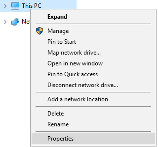 PC Properties in windows explorer