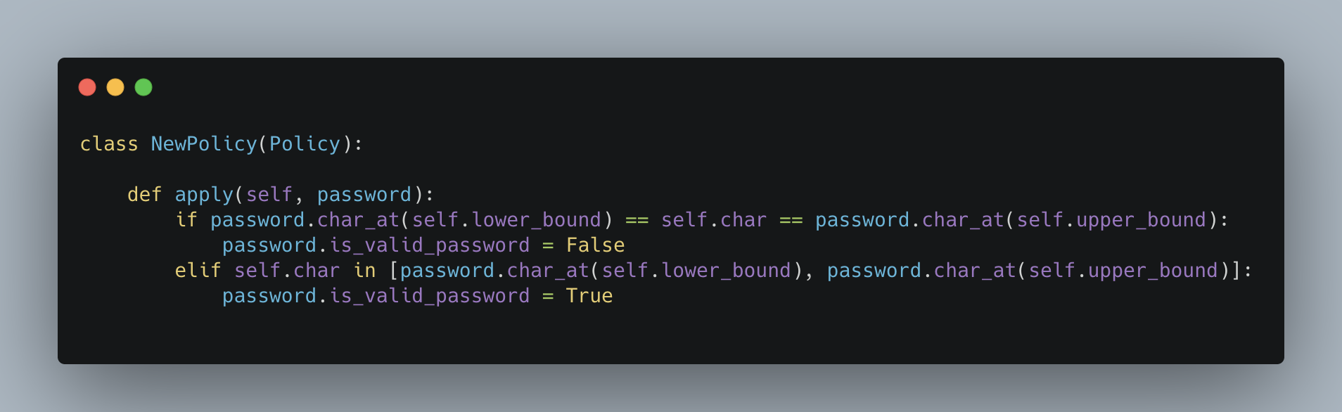 New Policy to determine if the passwords are same or different.
